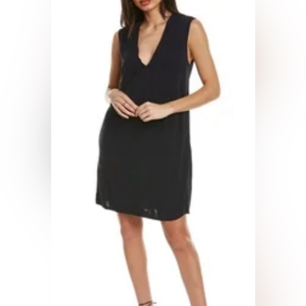Helmut Lang Black Deep V-Neck Mini Dress With Pockets Size Small